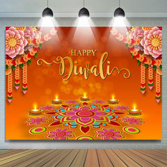 Lofaris Indian Happy Diwali Candle Lights Floral Backdrop