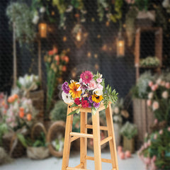 Lofaris Indoor Flowers And Easter Eggs Photography Backdrop