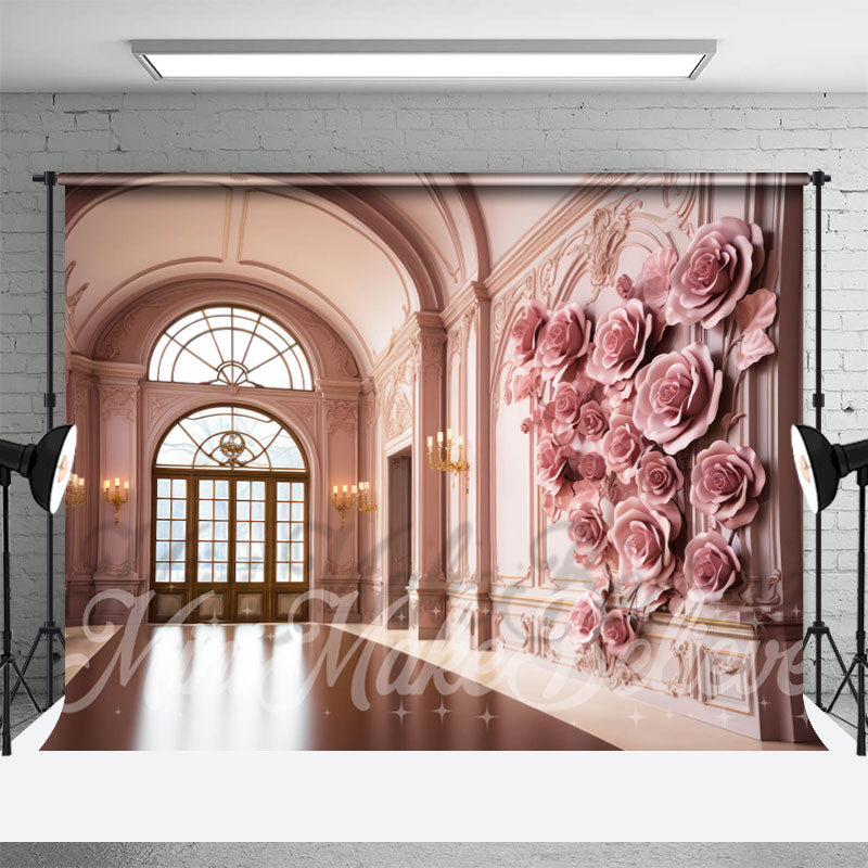 Lofaris Indoor Pink Flowers Corridor Photography Backdrop