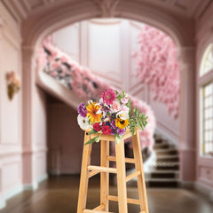 Lofaris Interior Pink Anthemy Staircase Photography Backdrop