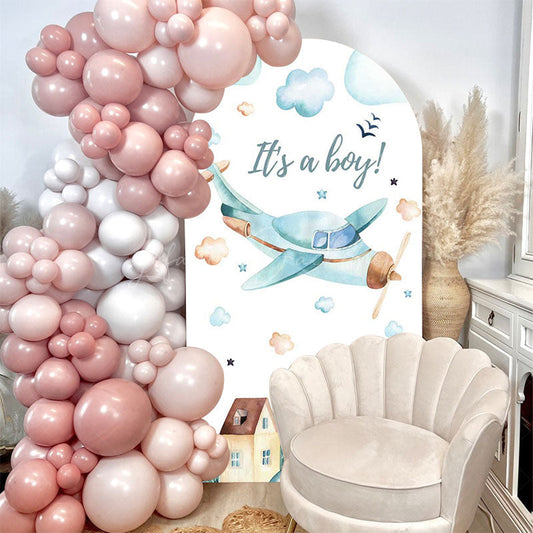 Lofaris Its A Boy Airplane Cloud Baby Shower Arch Backdrop