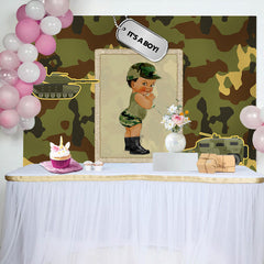 Lofaris Its A Boy Camouflage Truck Backdrop for Baby Shower