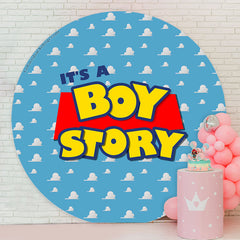 Lofaris Its A Boy Story Blue Circle Baby Shower Backdrop