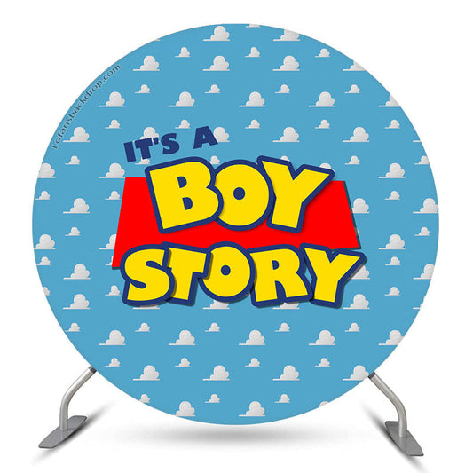 Lofaris Its A Boy Story Blue Circle Baby Shower Backdrop