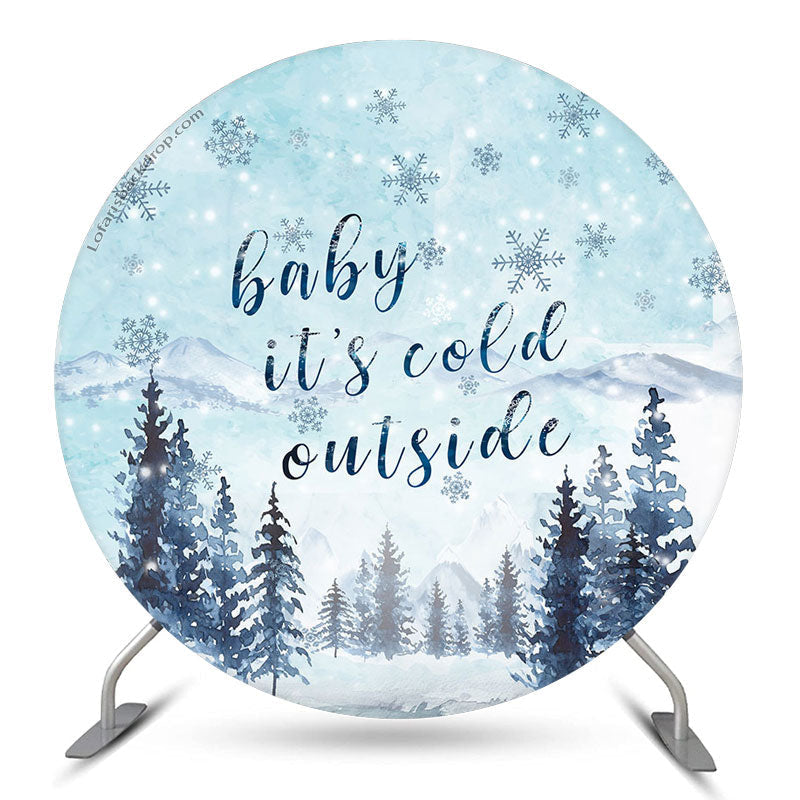 Lofaris Its Cold Outside Snow Round Baby Shower Backdrop