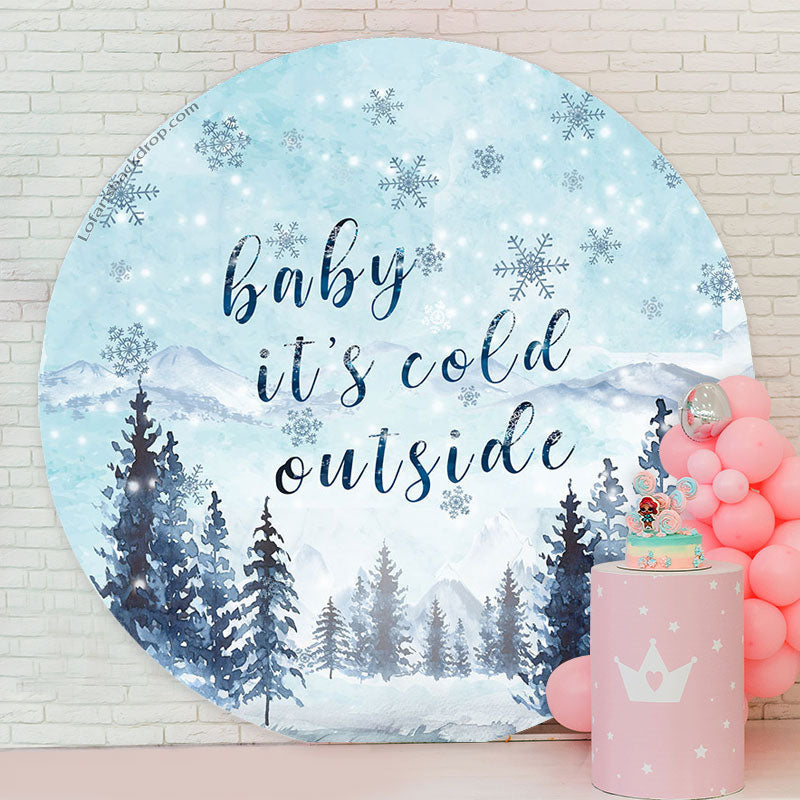 Lofaris Its Cold Outside Snow Round Baby Shower Backdrop