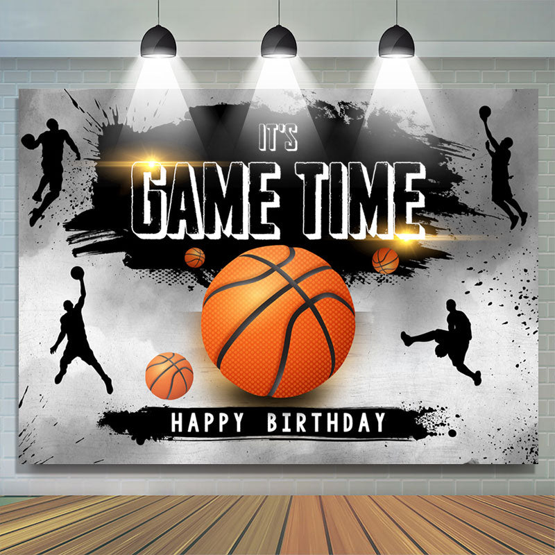 Lofaris Its Game Time Basketball Ink Splash Birthday Backdrop