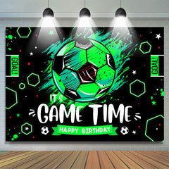 Lofaris Its Game Time Football Black Green Birthday Backdrop