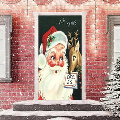 Lofaris Its Time Santa Claus Elk Green Christmas Door Cover