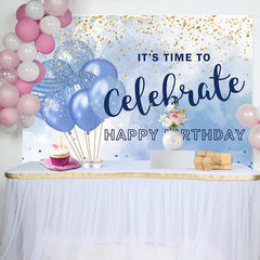 Lofaris Its Time To Celebrate Blue Balloon Birthday Backdrop