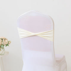 Lofaris Ivory Spandex Elastic Slider Banquet Chair Sashes Bow