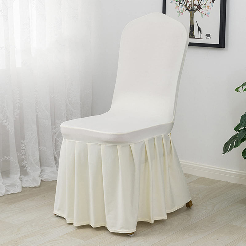 Lofaris Ivory Stretch Spandex Banquet Chair Skirt Cover