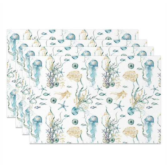 Lofaris Jellyfish Corals Starfish Repeat Set Of 4 Placemats