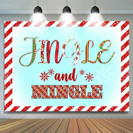 Lofaris Jingle And Mingle Snow Red White Christmas Backdrop