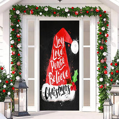 Lofaris Joy Love Peace Believe Xmas Hat Christmas Door Cover