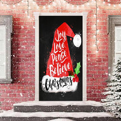 Lofaris Joy Love Peace Believe Xmas Hat Christmas Door Cover