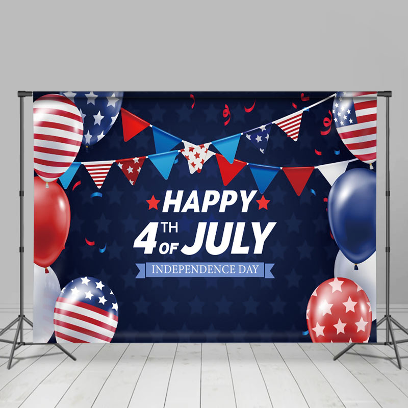 Lofaris July 4 Red Blue Balloon Independence Day Backdrop