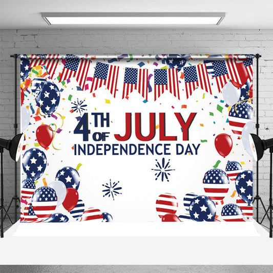 Lofaris July 4 Ribbon Balloons Independence Day Backdrop