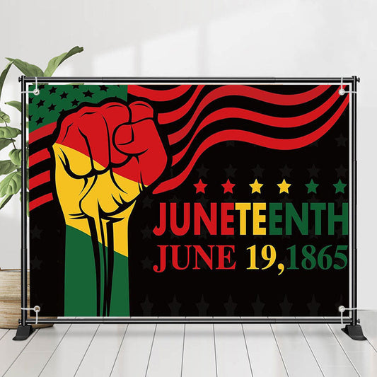 Lofaris Juneteenth Flag Fist Black History Month Backdrop