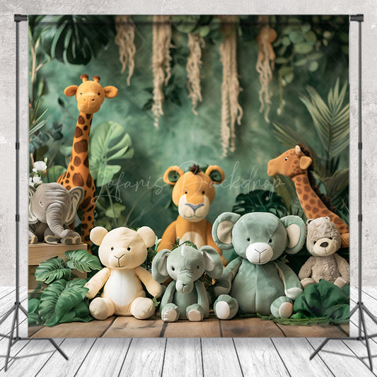 Lofaris Jungle Monstera Safari Animal Doll Photo Backdrop