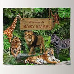 Lofaris Jungle Safari Wild Animal Custom Baby Shower Backdrop