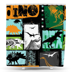 Lofaris Jurassic Assorted Dinosaurs Graffiti Shower Curtain