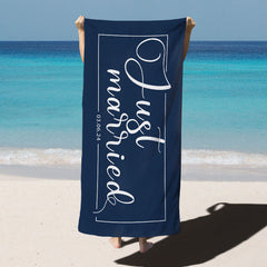 Lofaris Just Married Honeymoon Custom Name Beach Towel