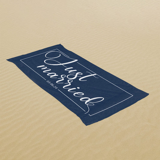 Lofaris Just Married Honeymoon Custom Name Beach Towel