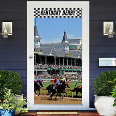 Lofaris Kentucky Derby Fierce Horse Racing Scene Door Cover