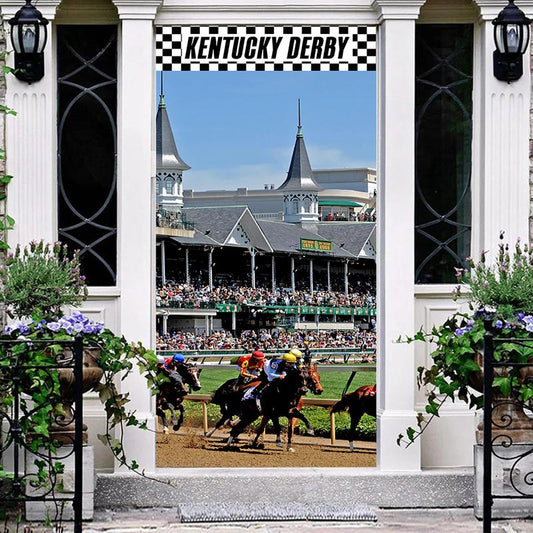 Lofaris Kentucky Derby Fierce Horse Racing Scene Door Cover