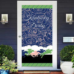 Lofaris Kentucky Derby Horse Pink Rose Lines Blue Door Cover