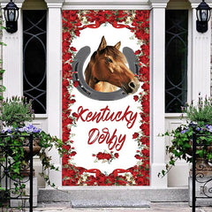 Lofaris Kentucky Derby Horse Racing Red Roses Door Cover