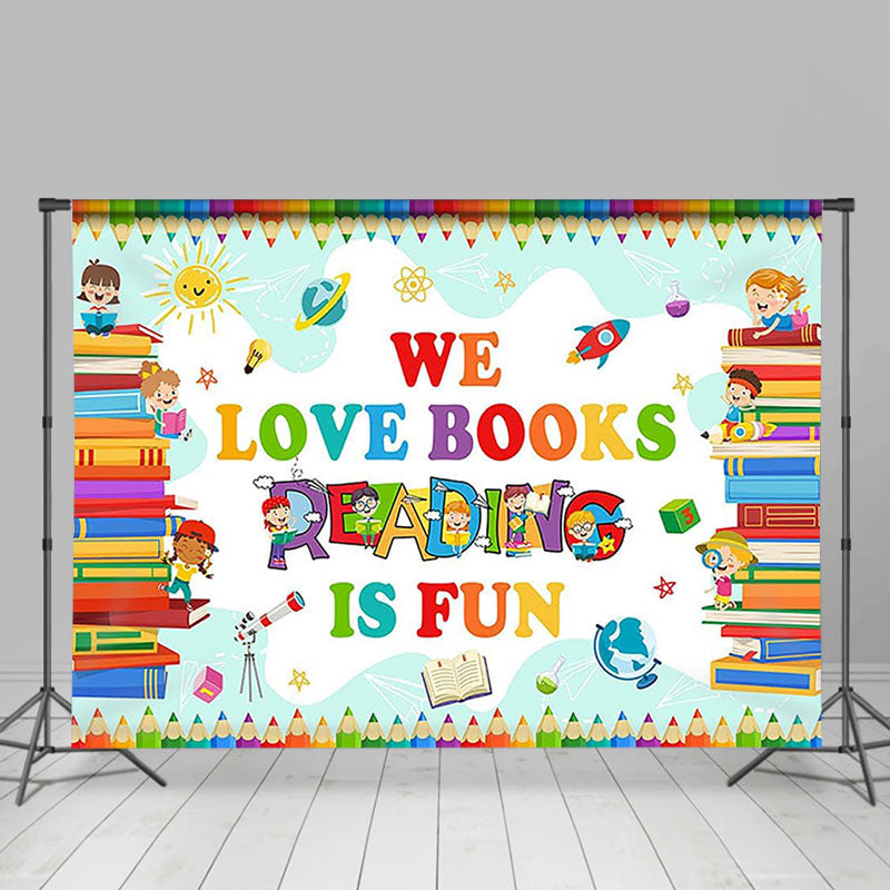 Lofaris Kids Books Colorful Pencil World Book Day Backdrop