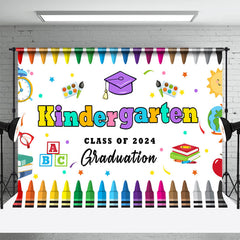 Lofaris Kindergarten Colored Crayon Kids Graduation Backdrop