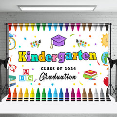 Lofaris Kindergarten Colored Crayon Kids Graduation Backdrop