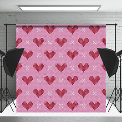 Lofaris Knitted Texture Hearts Valentine’s Day Photo Backdrop