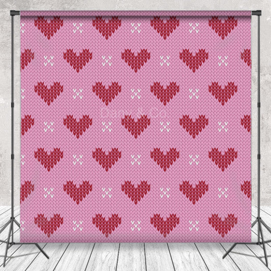 Lofaris Knitted Texture Hearts Valentine’s Day Photo Backdrop