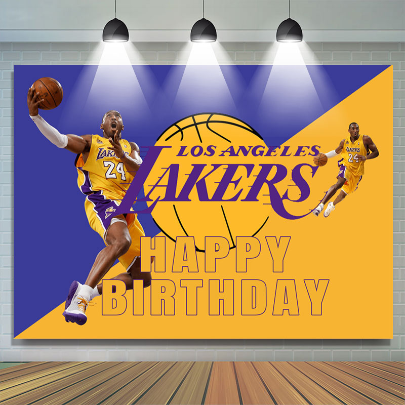 Lofaris Lakers Basketball Star Player Boys Birthday Backdrop