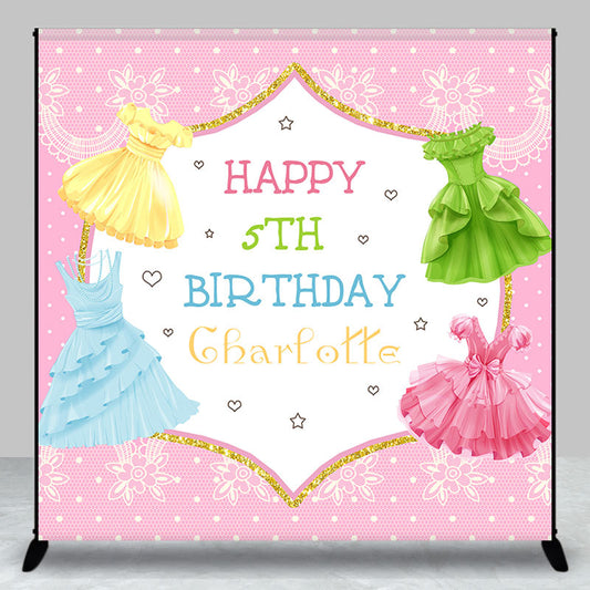 Lofaris Lace Princess Skirts Custom 5th Birthday Backdrop