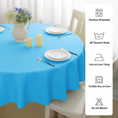 Lofaris Lake Blue 180 GSM Polyester Round Banquet Tablecloth