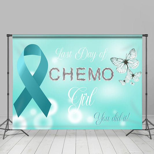 Lofaris Last Day Of Chemo Girl Light Blue Bokeh Party Backdrop