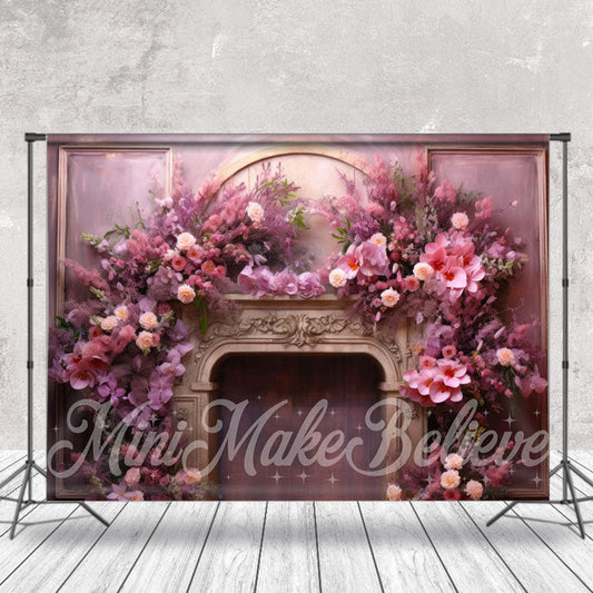 Lofaris Lavender Blossom Retro Wall Fireplace Photo Backdrop
