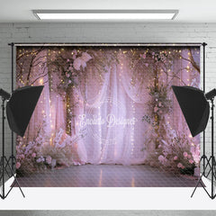 Lofaris Lavender Curtain Light Floral Trees Photo Backdrop
