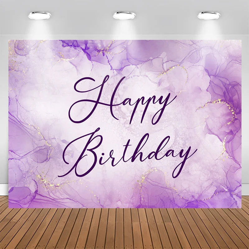 Lofaris Lavender Gold Watercolor Happy Birthday Backdrop