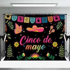 Lofaris Leaves Black Pink Cinco De Mayo Mexican Fiesta Backdrop