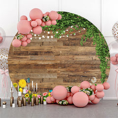 Lofaris Leaves Floral Spring Scene Wooden Round Backdrop