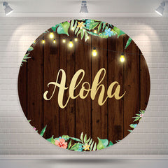 Lofaris Leaves Light Aloha Wooden Round Party Backdrop