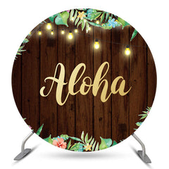 Lofaris Leaves Light Aloha Wooden Round Party Backdrop