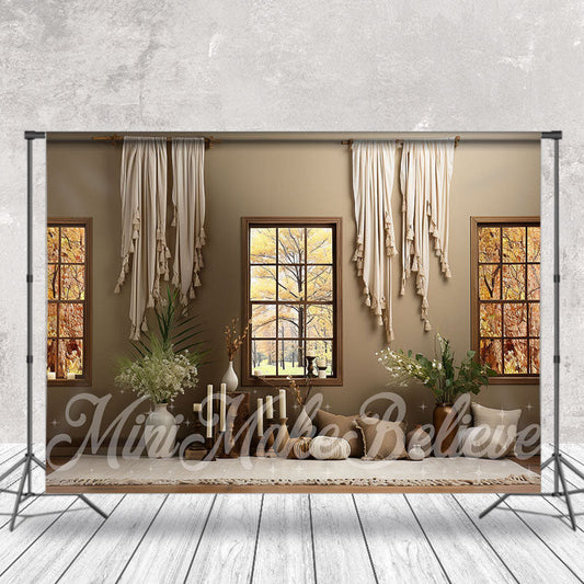 Lofaris Leaves Outside The Window Interior Photo Backdrop