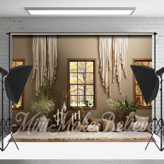 Lofaris Leaves Outside The Window Interior Photo Backdrop